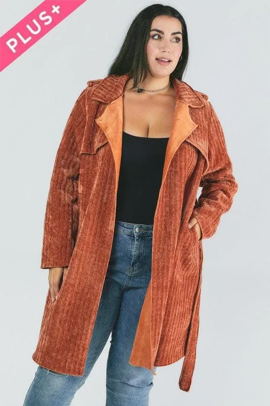Plus Size Solid Long Sleeve Coats