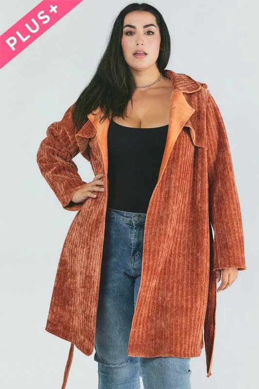 Plus Size Solid Long Sleeve Coats