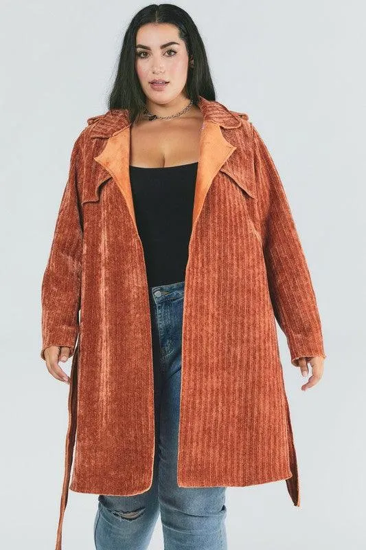Plus Size Solid Long Sleeve Coats