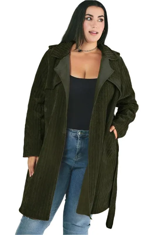 Plus Size Solid Long Sleeve Coats