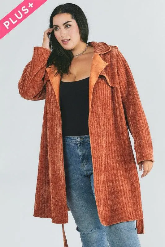 Plus Size Solid Long Sleeve Coats