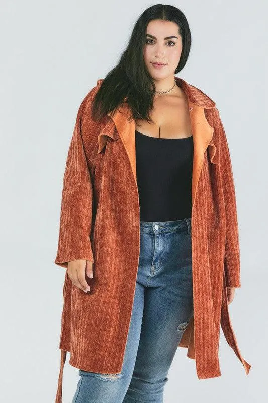 Plus Size Solid Long Sleeve Coats
