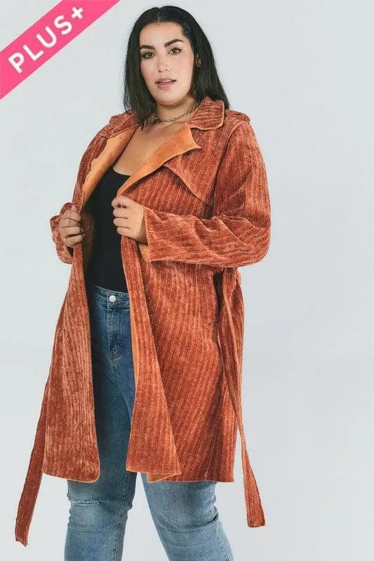 Plus Size Solid Long Sleeve Coats
