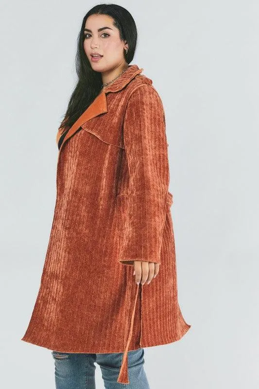 Plus Size Solid Long Sleeve Coats