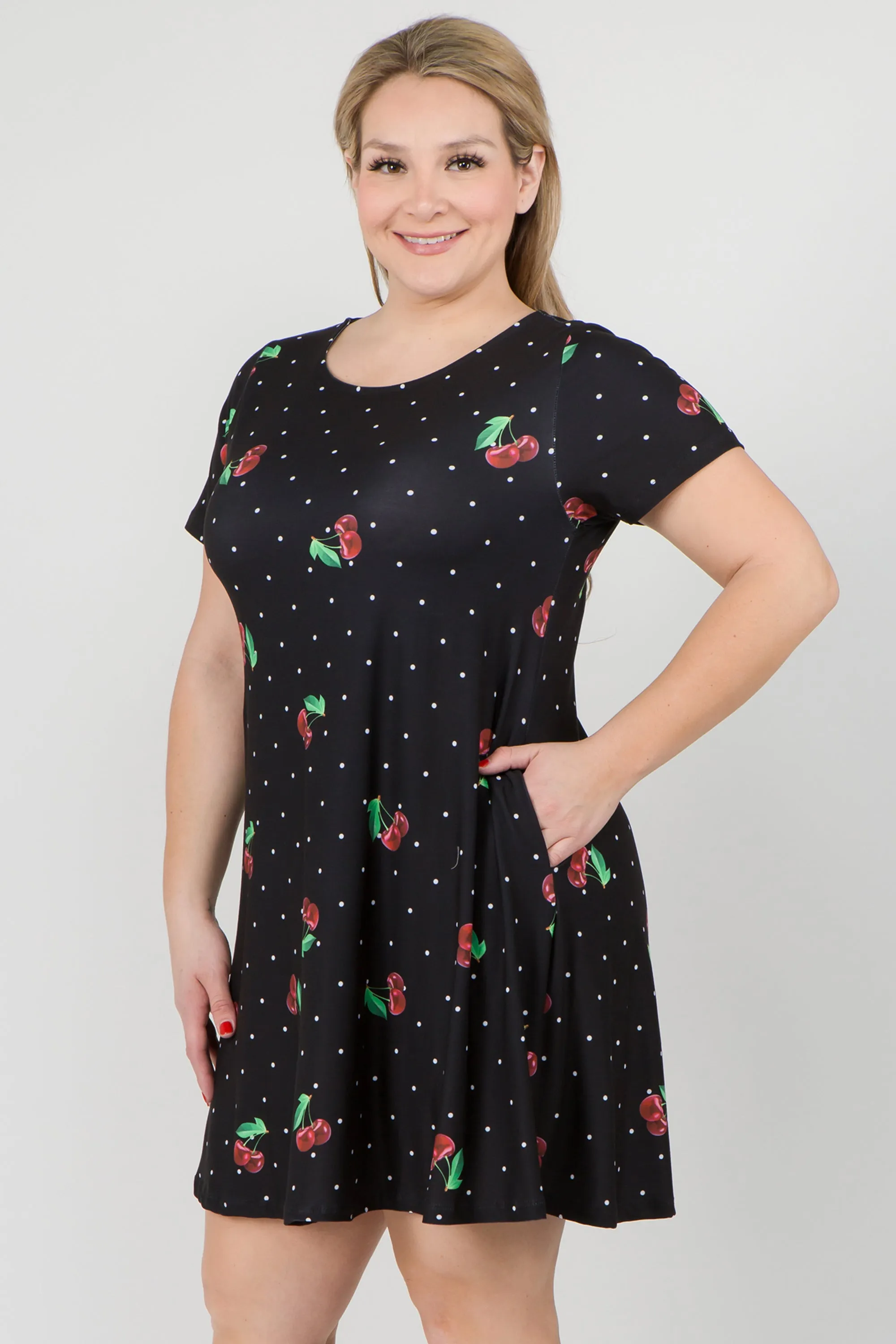 Plus Size Sweet Summer Cherry Print Dress