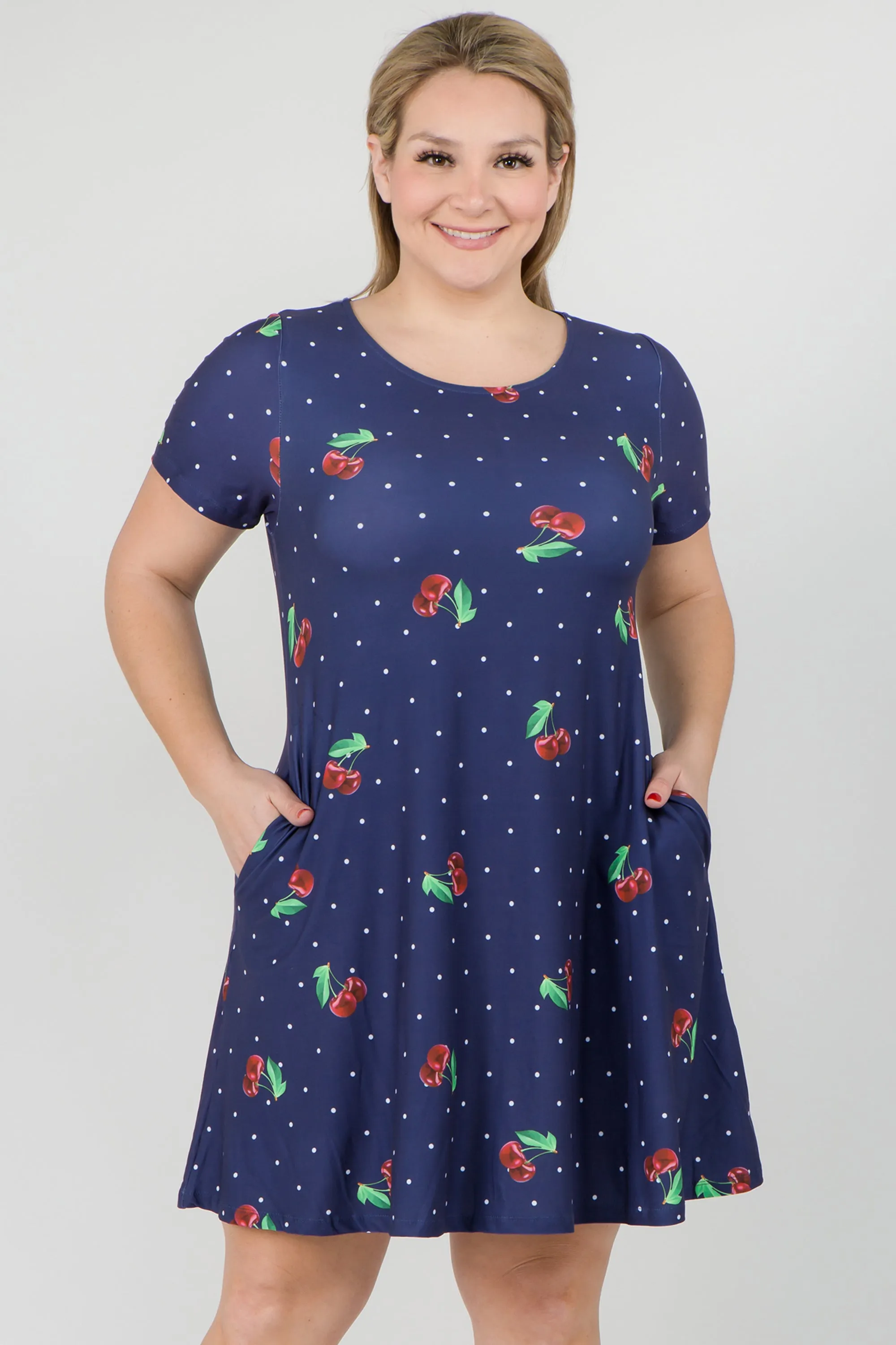 Plus Size Sweet Summer Cherry Print Dress