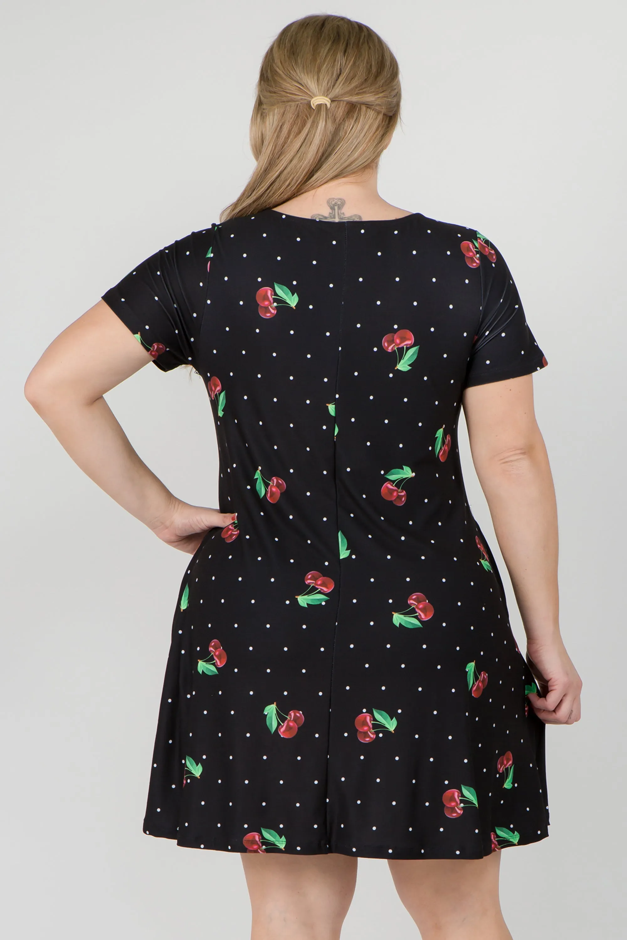 Plus Size Sweet Summer Cherry Print Dress