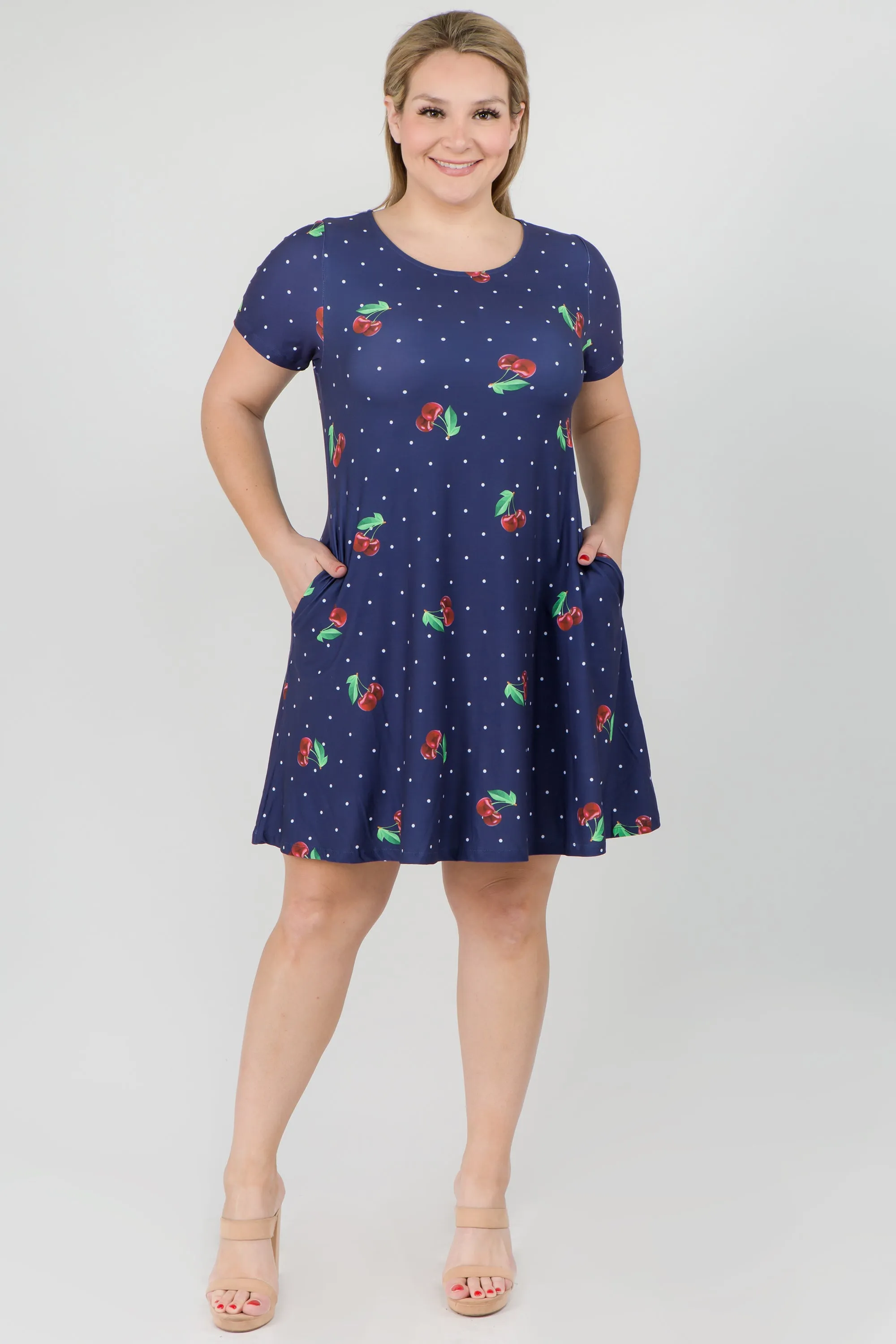 Plus Size Sweet Summer Cherry Print Dress