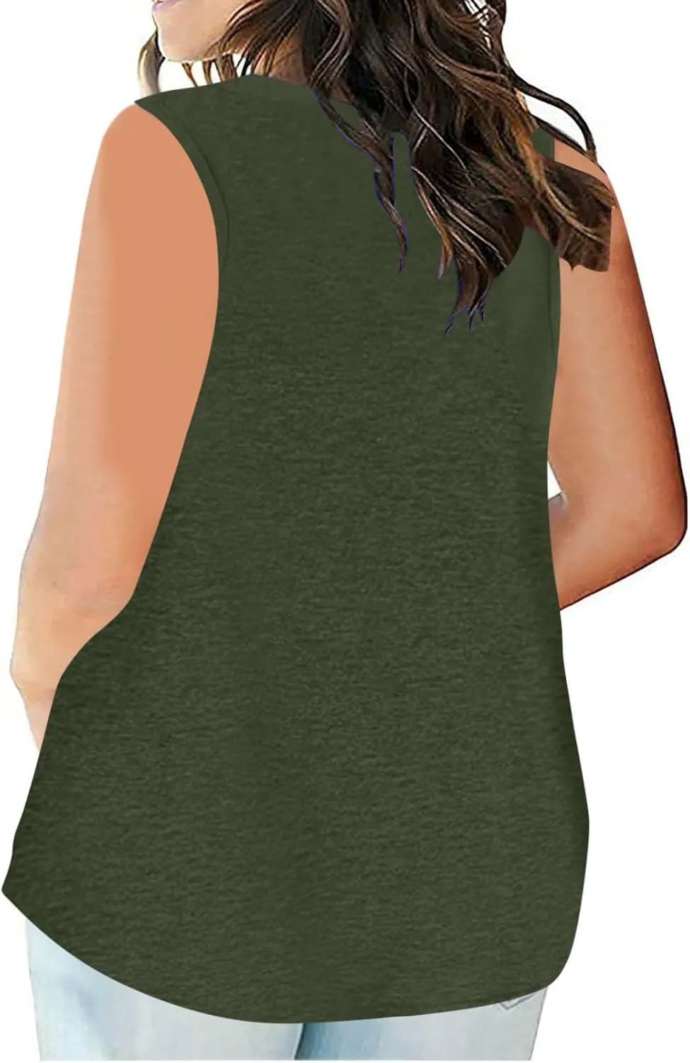 Plus Size Tank Tops for Women Cute V Neck Sleeveless Shirts Trendy Summer Oversized Blouses Casual Loose Fit Tunics