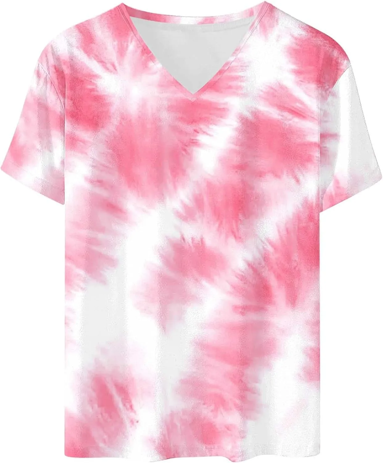 Plus Size Tops for Womens 2025 Trendy Tie-dye Short Sleeves V-Neck Casual T-Shirts Loose Comfy Shirts Blouse Top