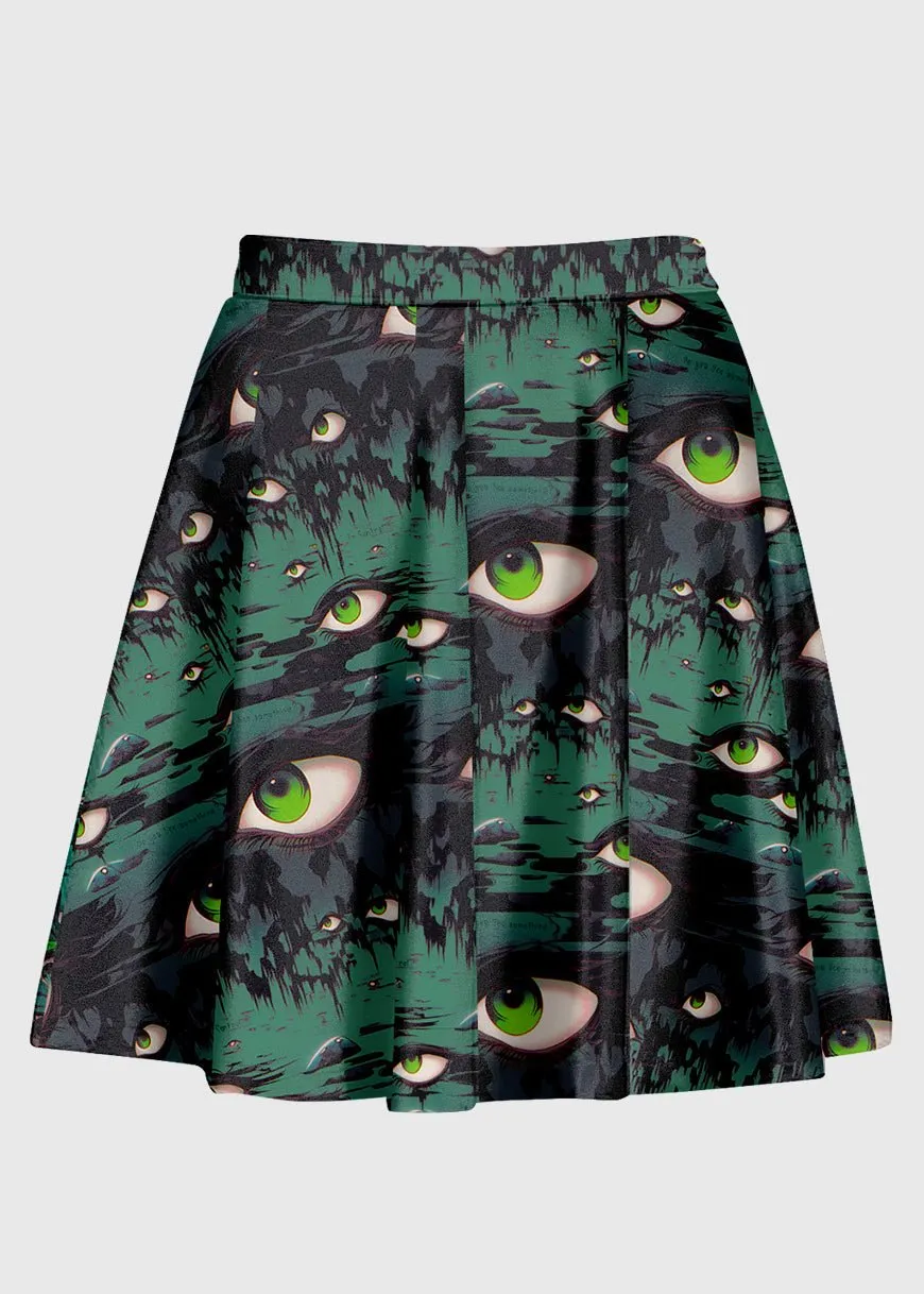 Plus Size Weirdcore Surreal Green Eye Alt Skirt