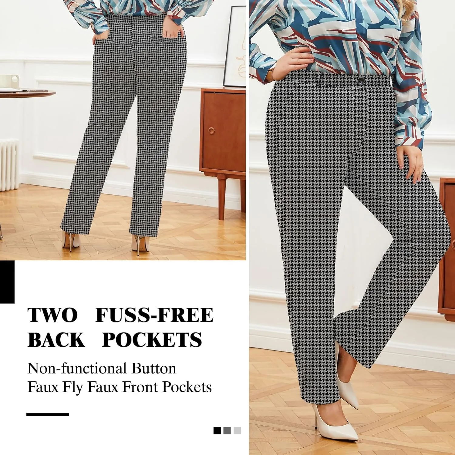 Plus Size Women's Straight-Leg Dress Pants - Slacks for Business Casual,Work Clothes for Office