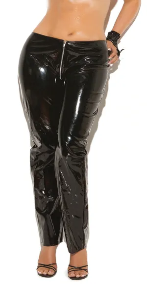 Plus Size Zip Front Vinyl Pants V9207X