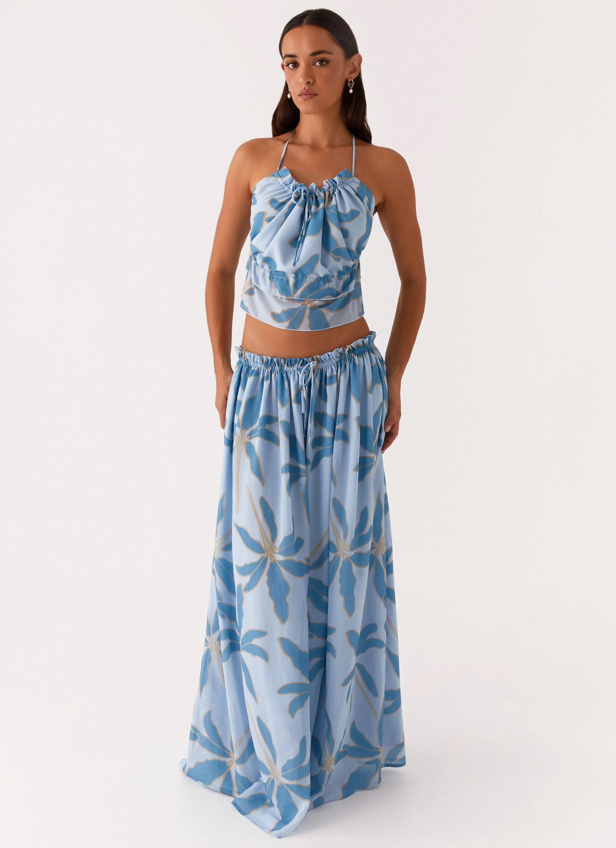 Zaya Backless Top - Opulent Blue Sustainable Material Blend