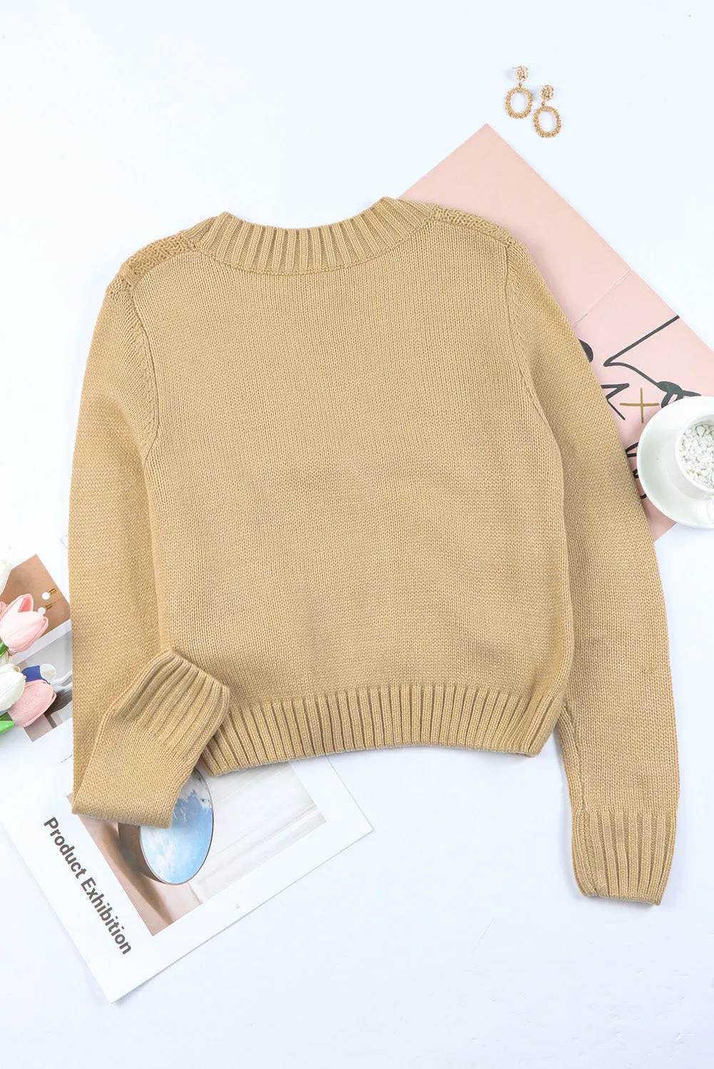 Pockets Buttons Textured Cardigan