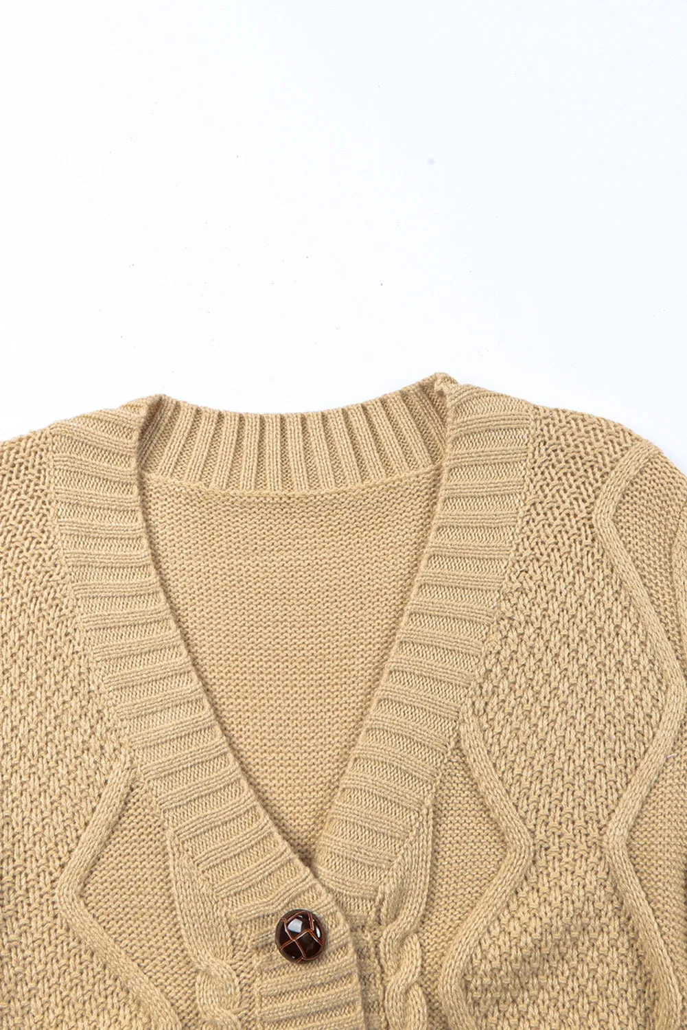 Pockets Buttons Textured Cardigan