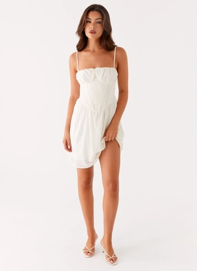 Harmony Mini Dress - Ivory Bright Bloom Texture Edge
