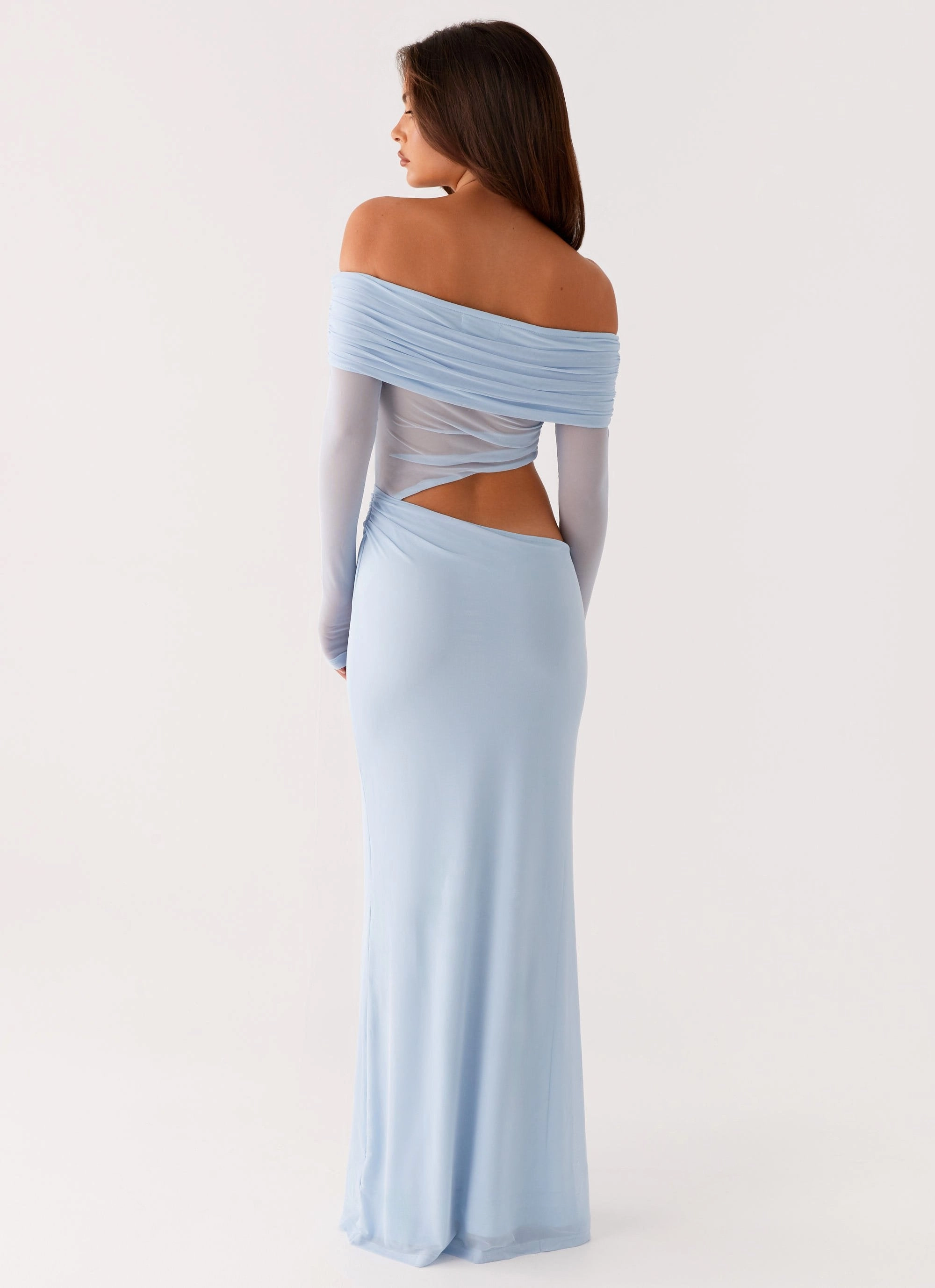 Square Neck Soft Texture Emery Maxi Dress - Blue