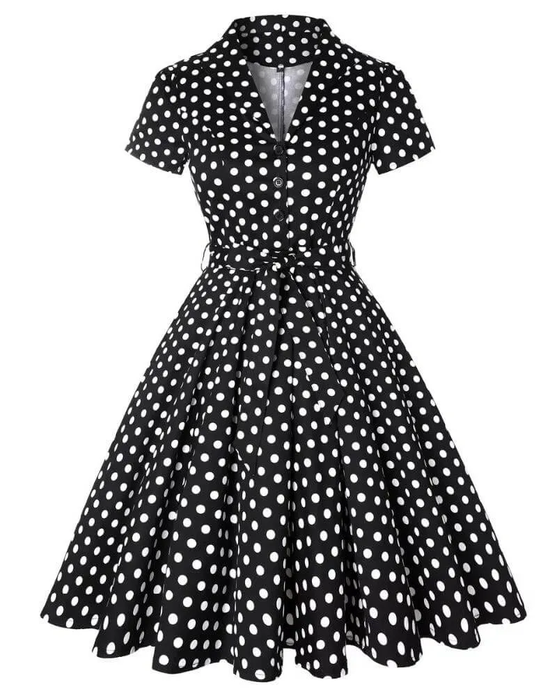 Polka Dot Vintage Swing Dress [IN STOCK]