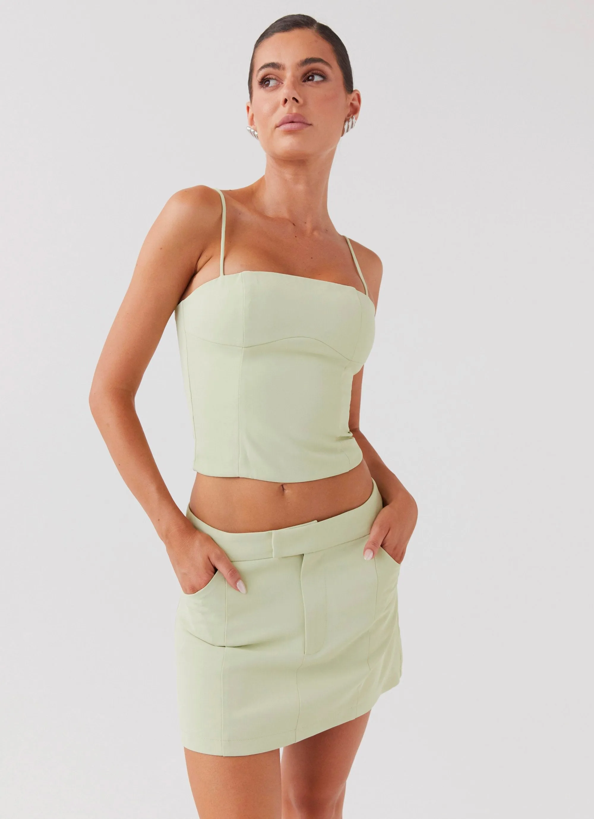 Eliana Suit Mini Skirt - Green Zest Unique Feature Eco Friendly