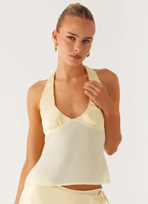 Pollie Halter Top - Yellow LaserCut Ventilation Pollie Halter Top - Yellow Everyday Comfort
