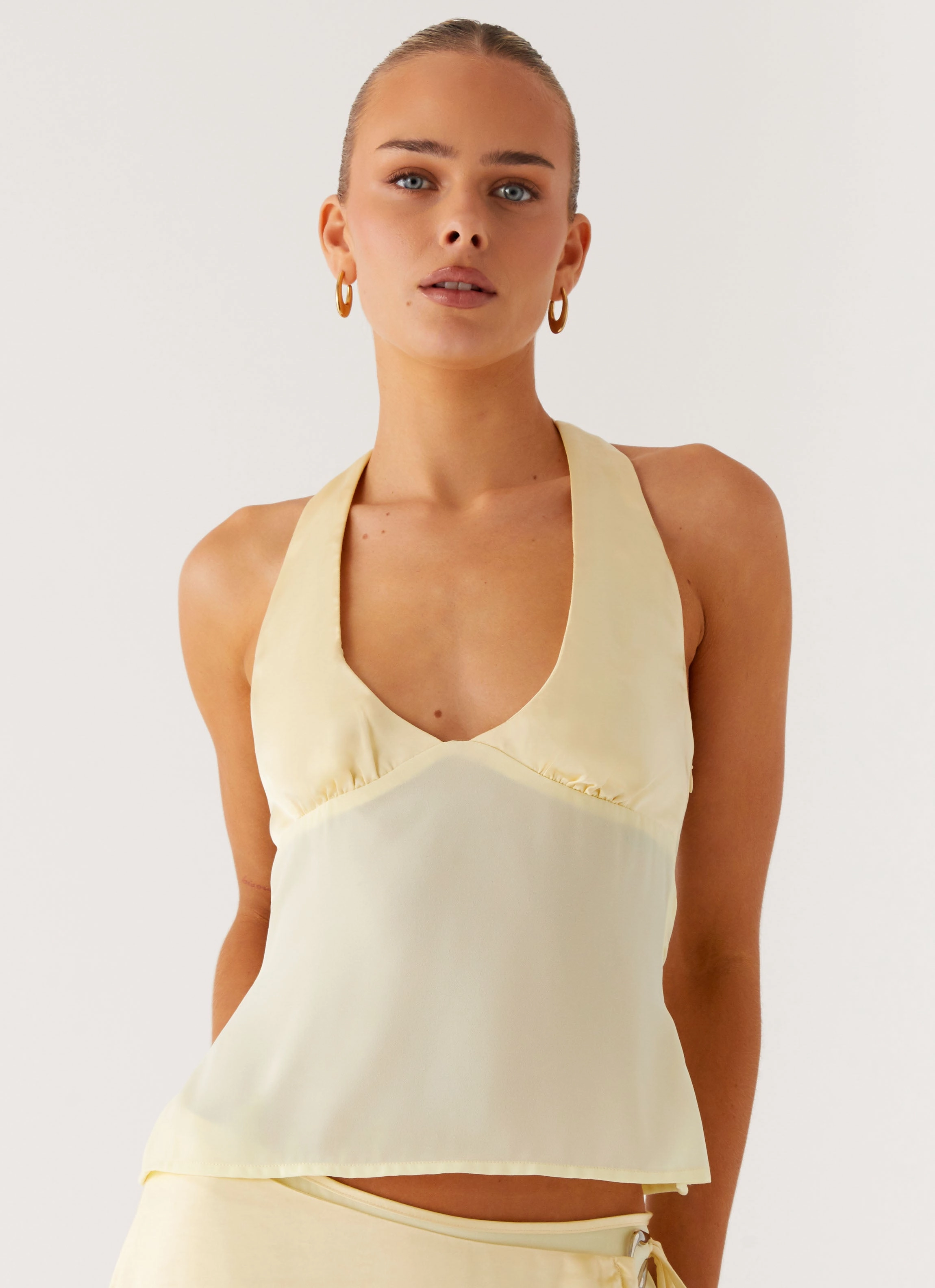 Anti Pilling Treatment Pollie Halter Top - Yellow