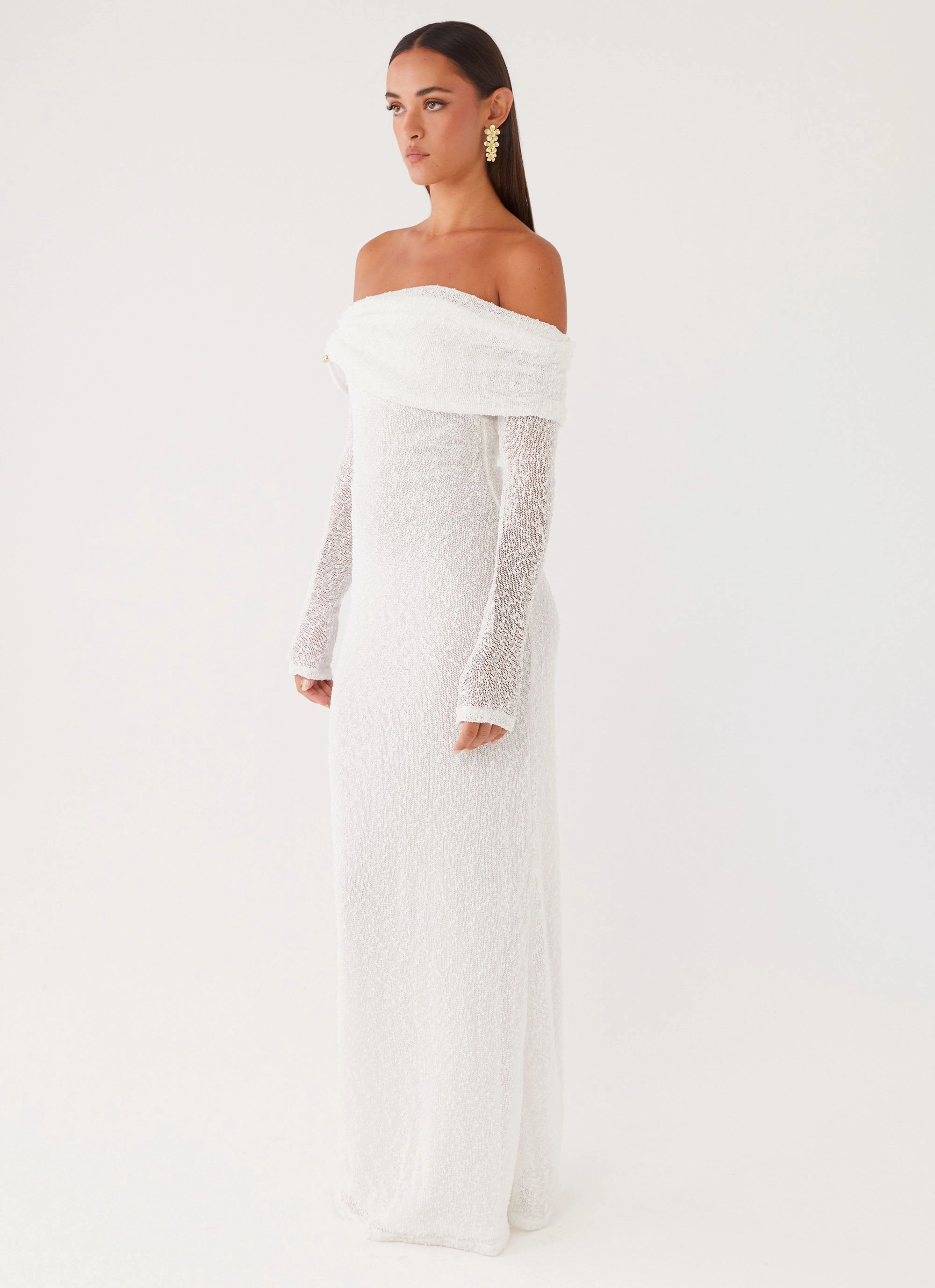 Subtle Elegance Pollyanna Knit Hardware Maxi Dress - Ivory