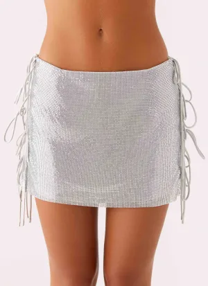 Popstar Glomesh Mini Skirt - Silver Seamless Style Light Fabric Fashion Details Popstar Glomesh Mini Skirt - Silver