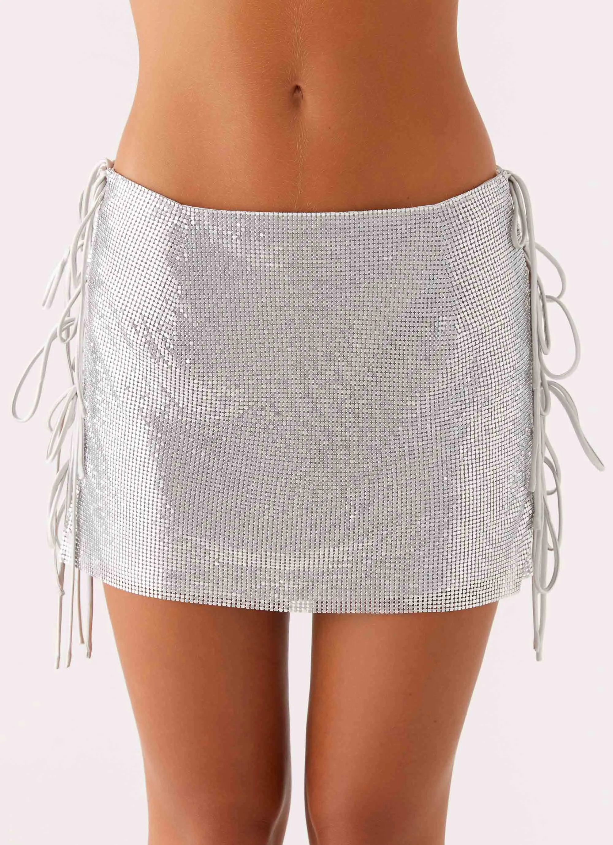 Light Fabric Fashion Details Popstar Glomesh Mini Skirt - Silver