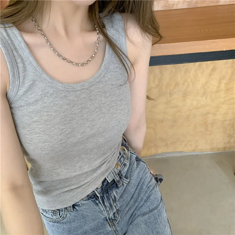 Popular Bare Back Short Strap Sporty Tank Top Women Summer Korean Belly Tops Outdoor Tank Top