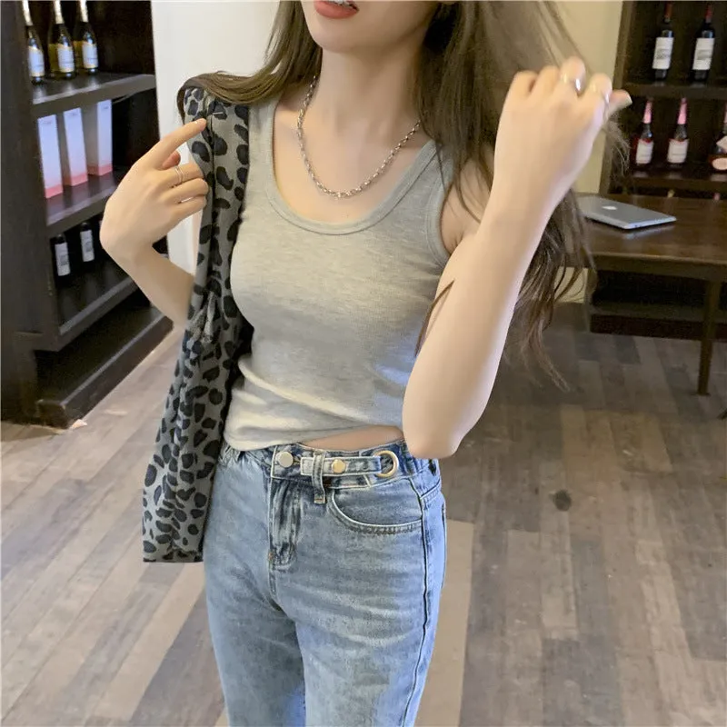 Popular Bare Back Short Strap Sporty Tank Top Women Summer Korean Belly Tops Outdoor Tank Top