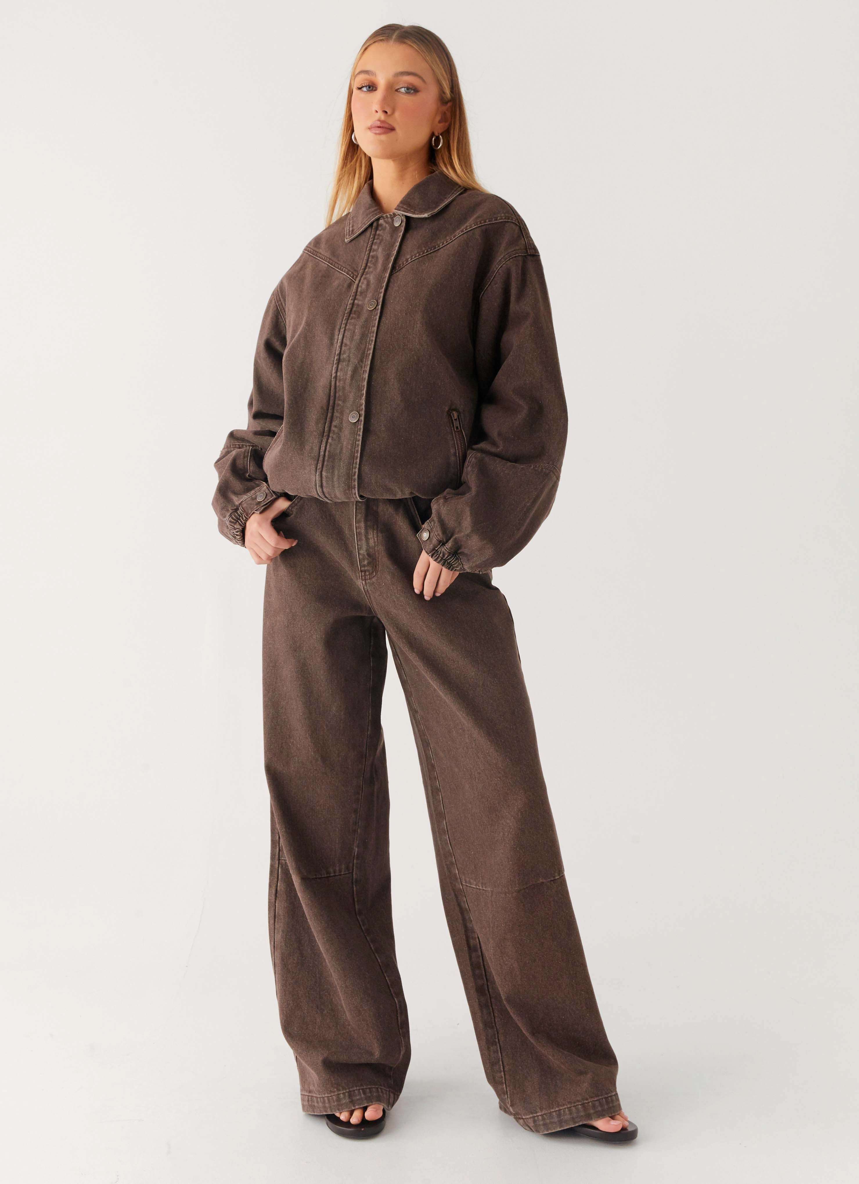 Midwest Low Rise Jeans - Light Wash Chocolate Double Layered Hood ZipperClosure