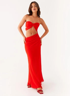 Contemporary Fit Elastic-Waist Carla Maxi Dress - Red