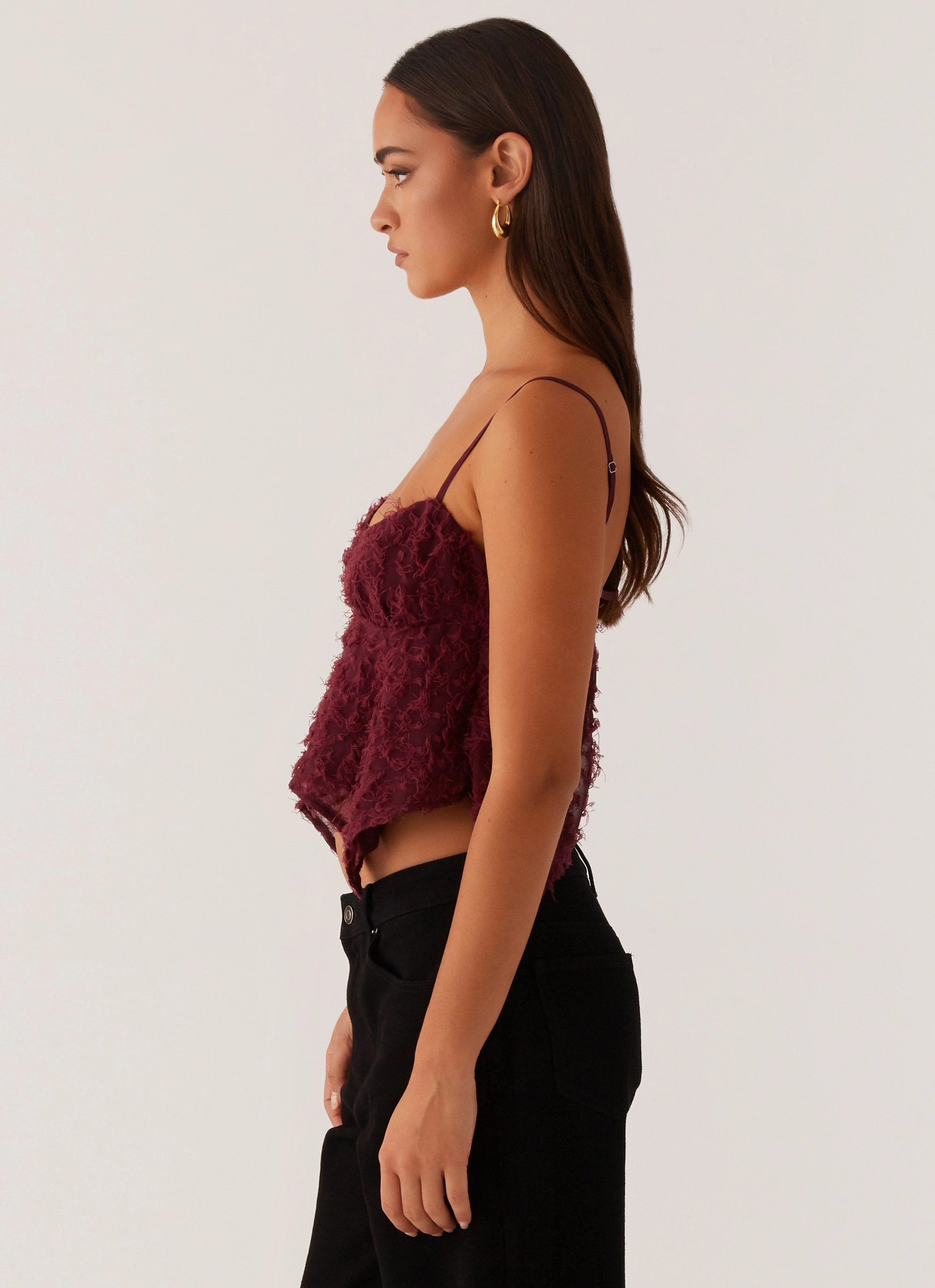 Microfiber texture AllPurpose Design Katya Asymmetric Top - Maroon