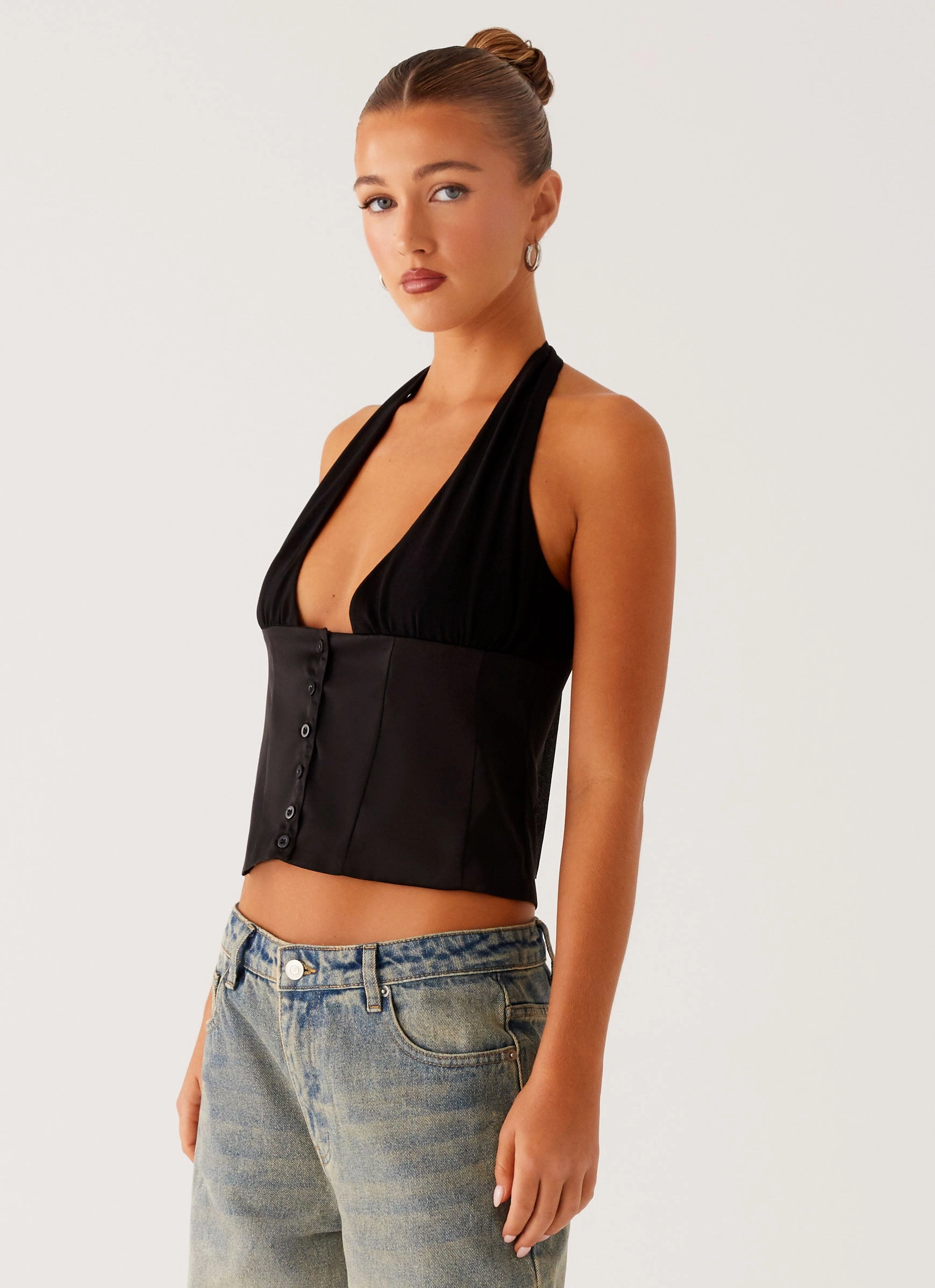 Lets Pretend Halterneck Top - Black Loose Tee AntiOdorTreatment
