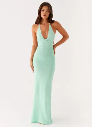 Flexible Shoulder Panels Travel-friendly Tropez Knit Maxi Dress - Pastel Green