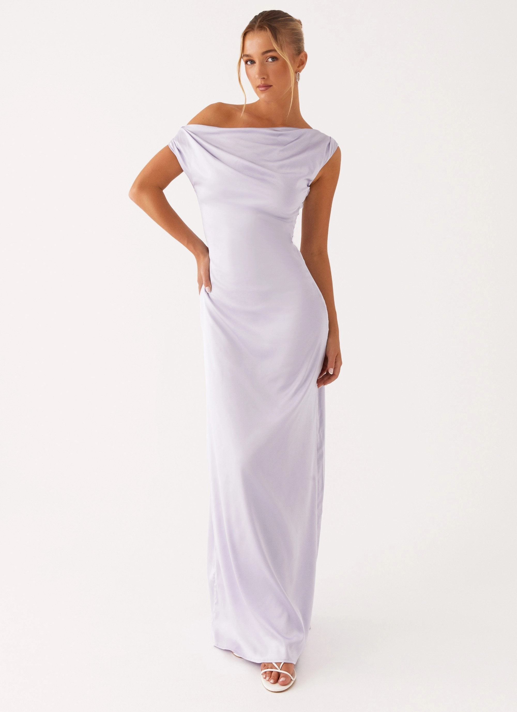 Mood Friendly Heart Of Glass Satin Maxi Dress - Lilac