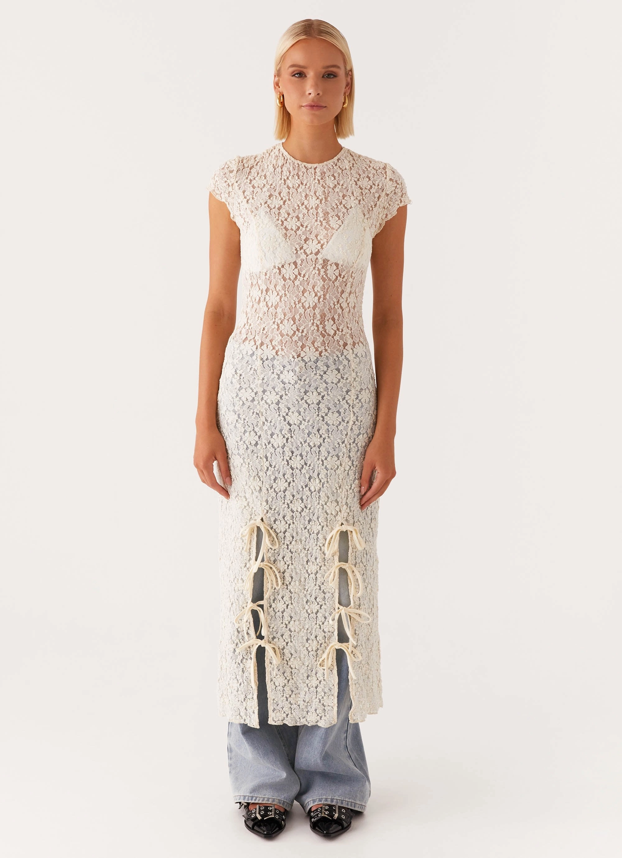 Gisele Lace Midi Dress - Ivory Mood Flex