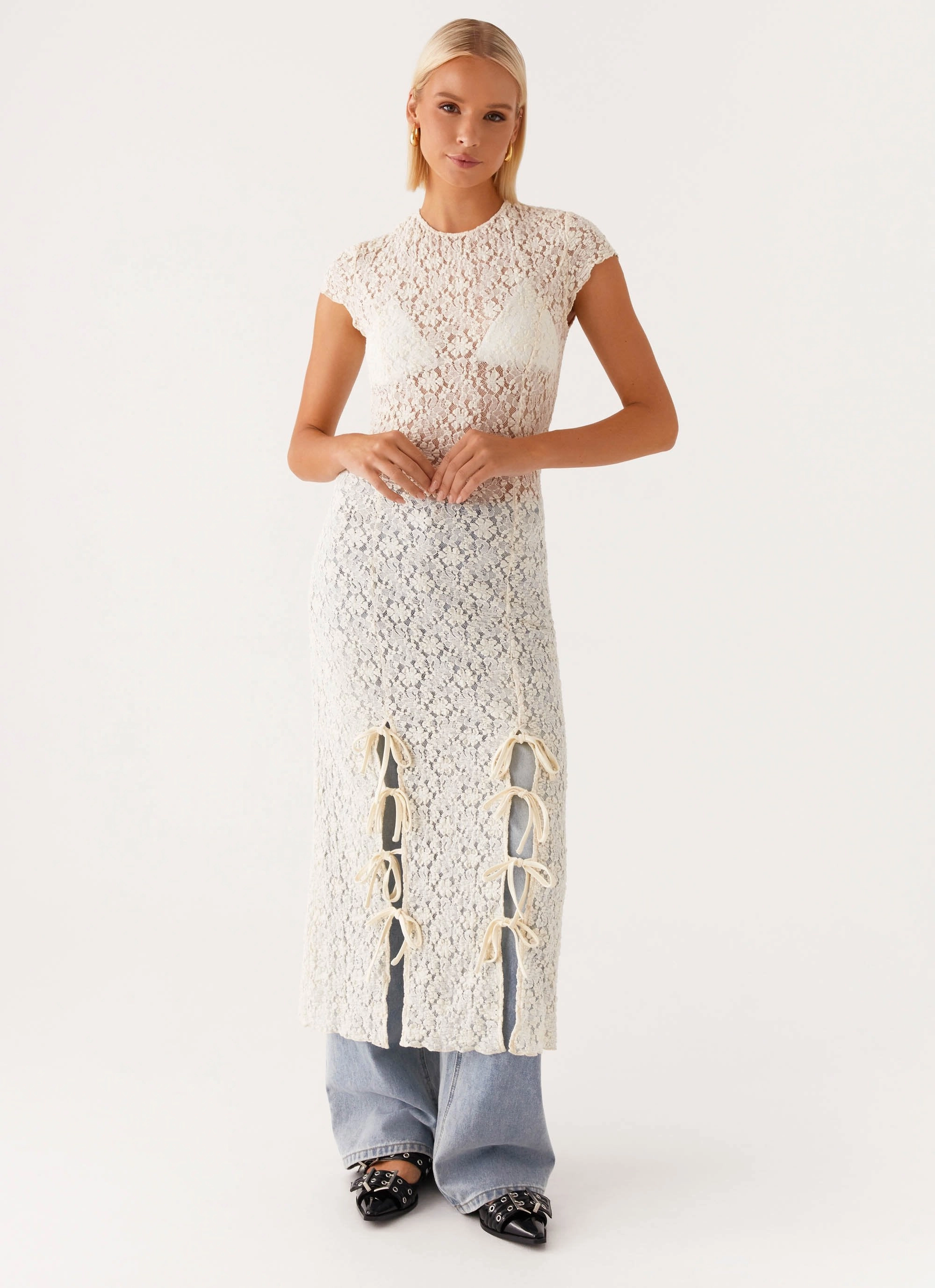 Classic Look Soft Finish Gisele Lace Midi Dress - Ivory