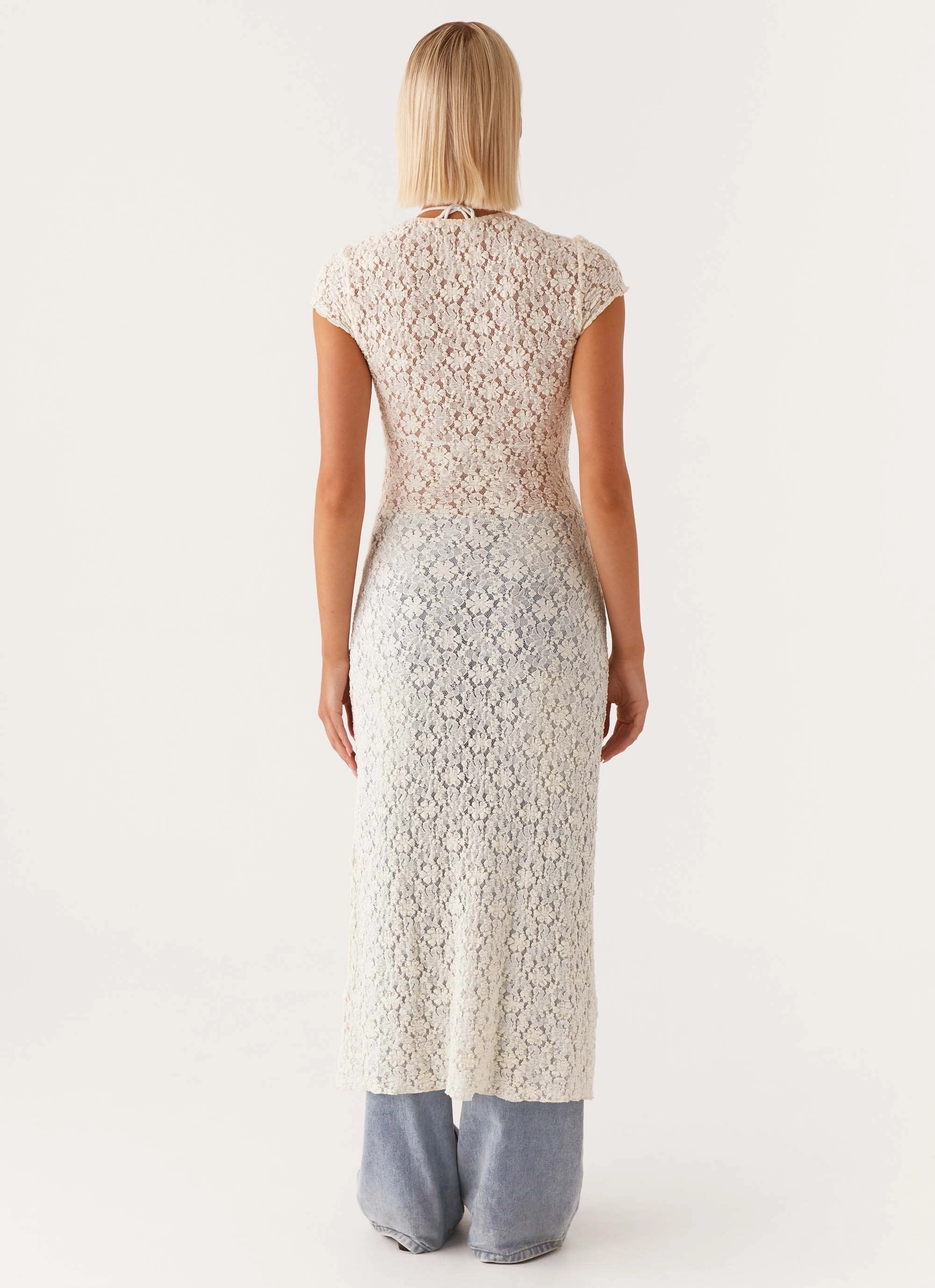 Simple Ease Subtle Flex Gisele Lace Midi Dress - Ivory