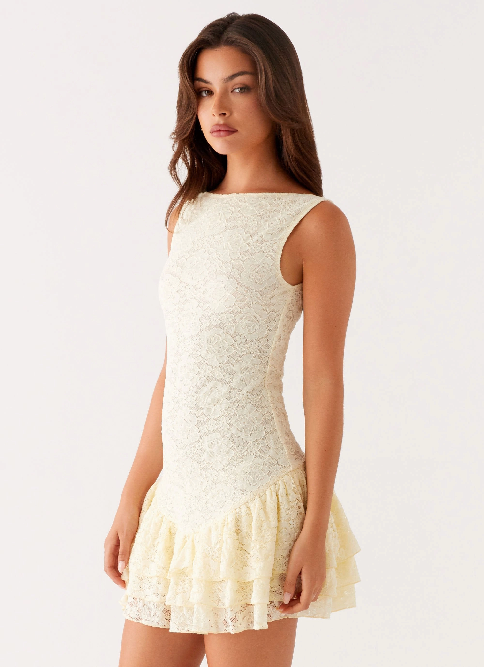 Manuka Ruffle Mini Dress - Yellow hypoallergenic