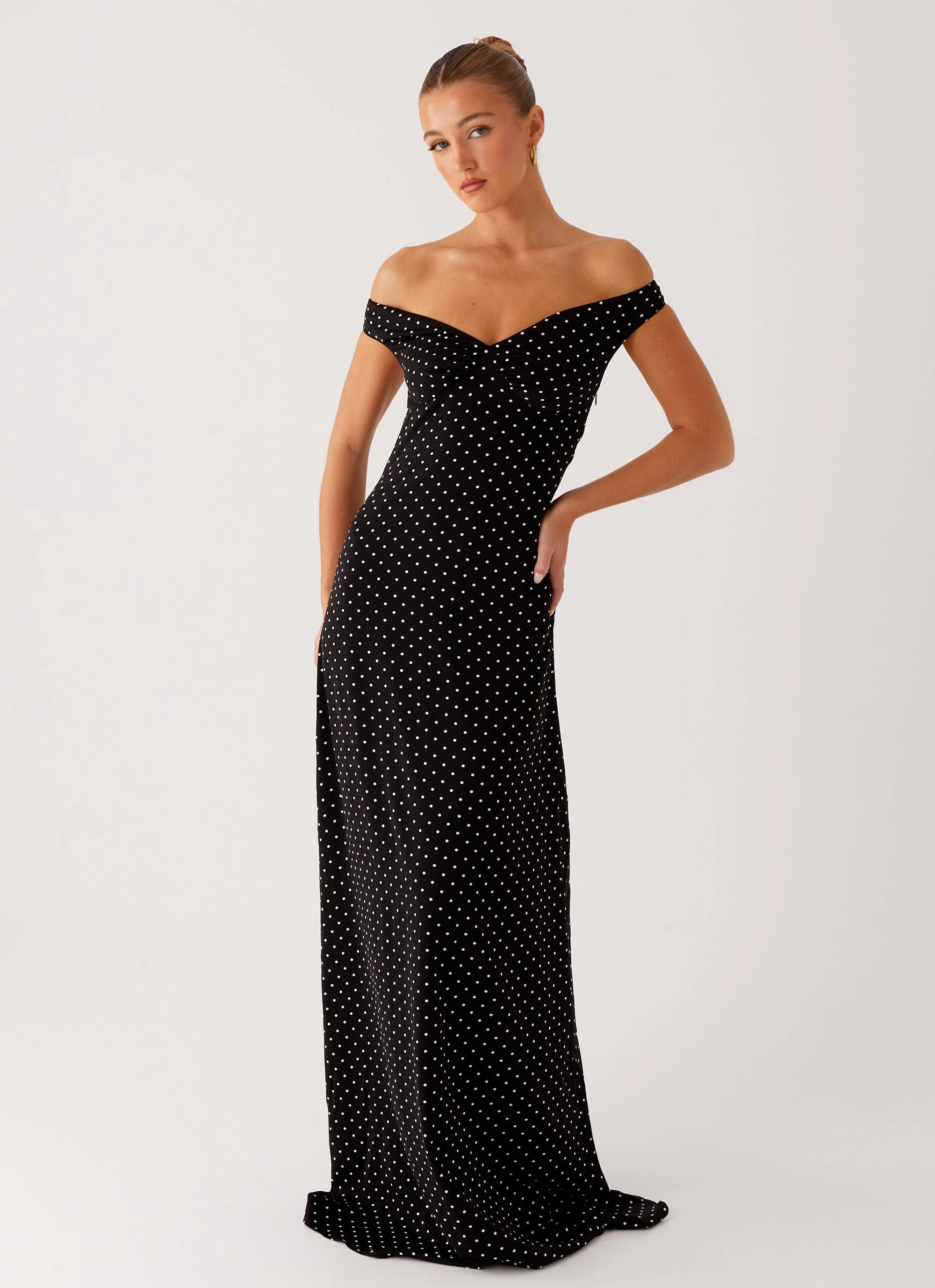 Melany Maxi Dress - Black Polka Dot Modern Twist
