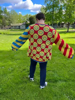 Primary Colored Clown Cardigan