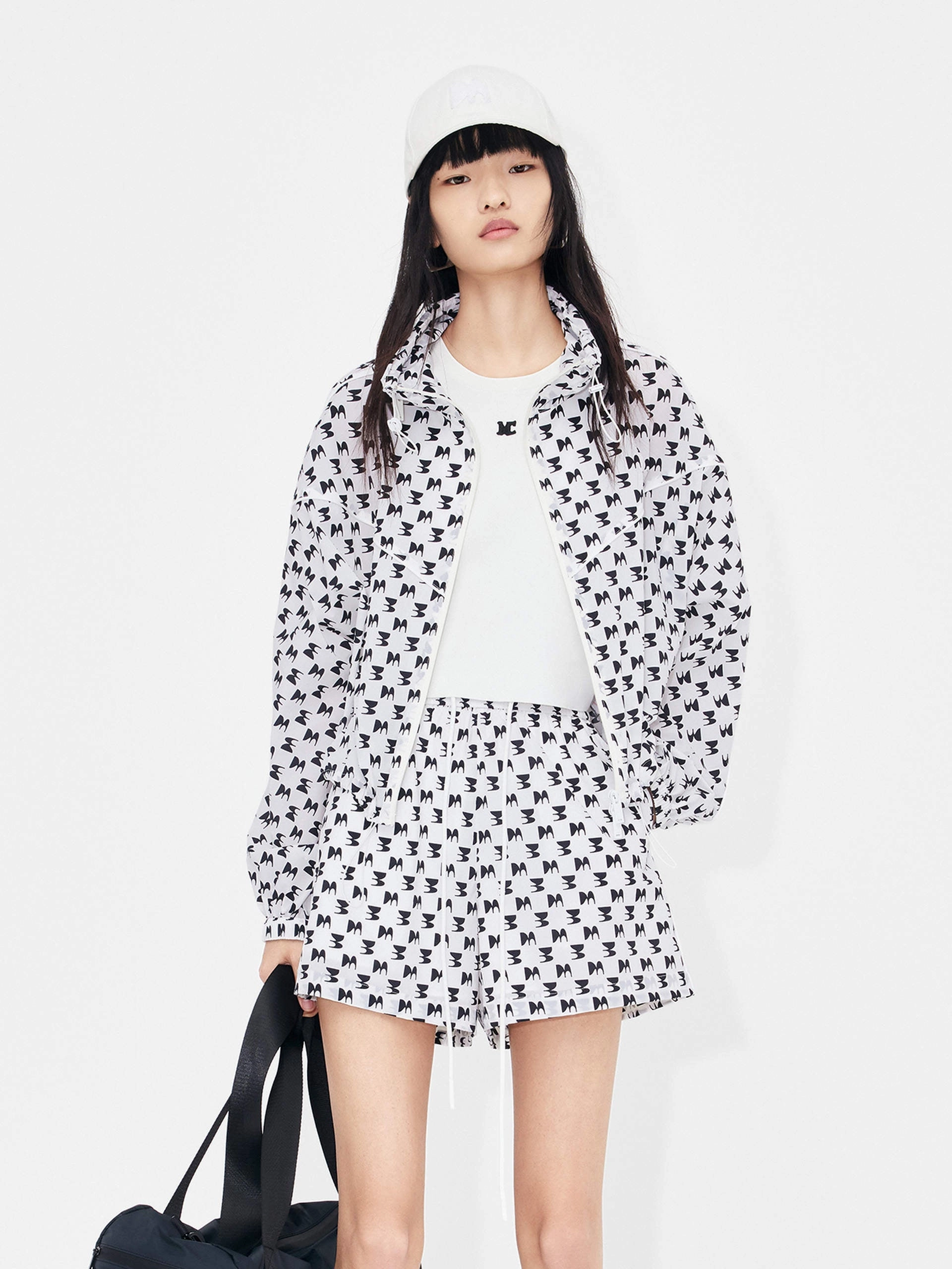 Printed Sheer Hoodie Jacket