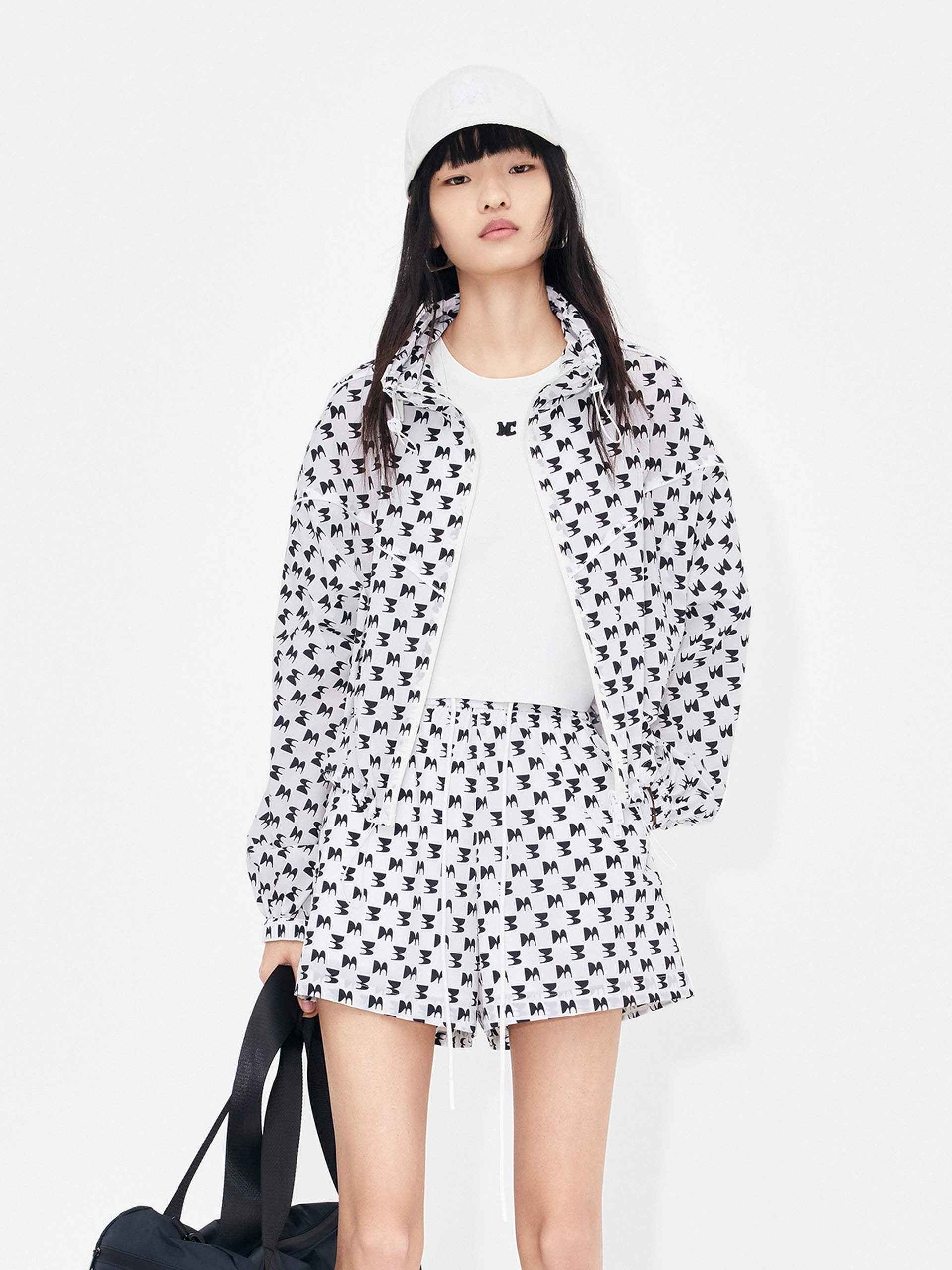 Printed Sheer Hoodie Jacket