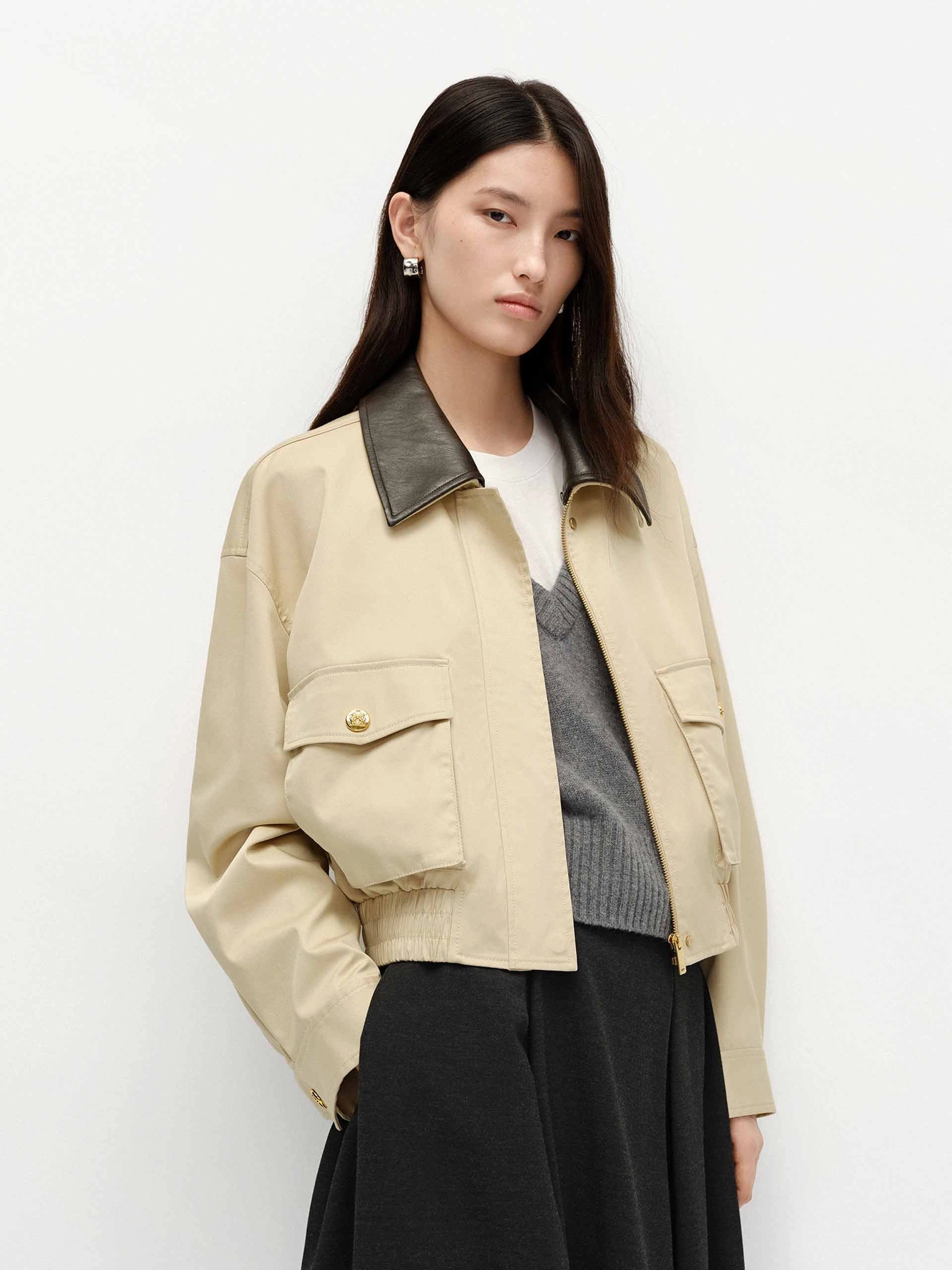 PU Collar Short Jacket