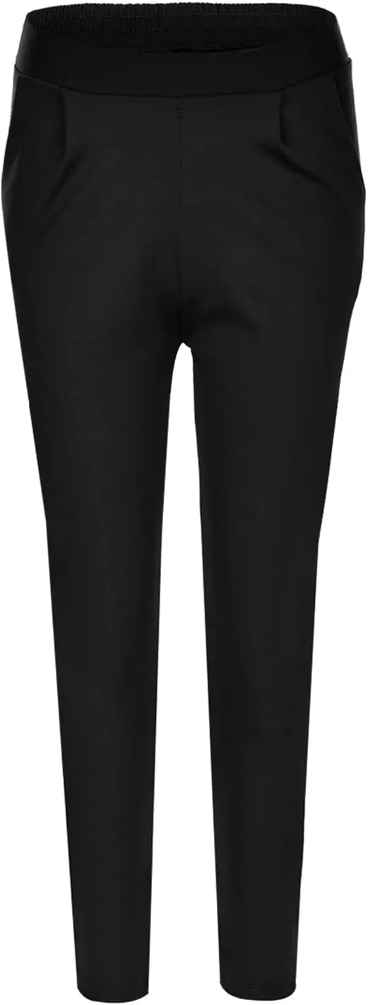 Pull On Dress Pants for Women Business Casual Straight Leg Office Work Pants Slacks Ankle Length Suit Pants Trousers