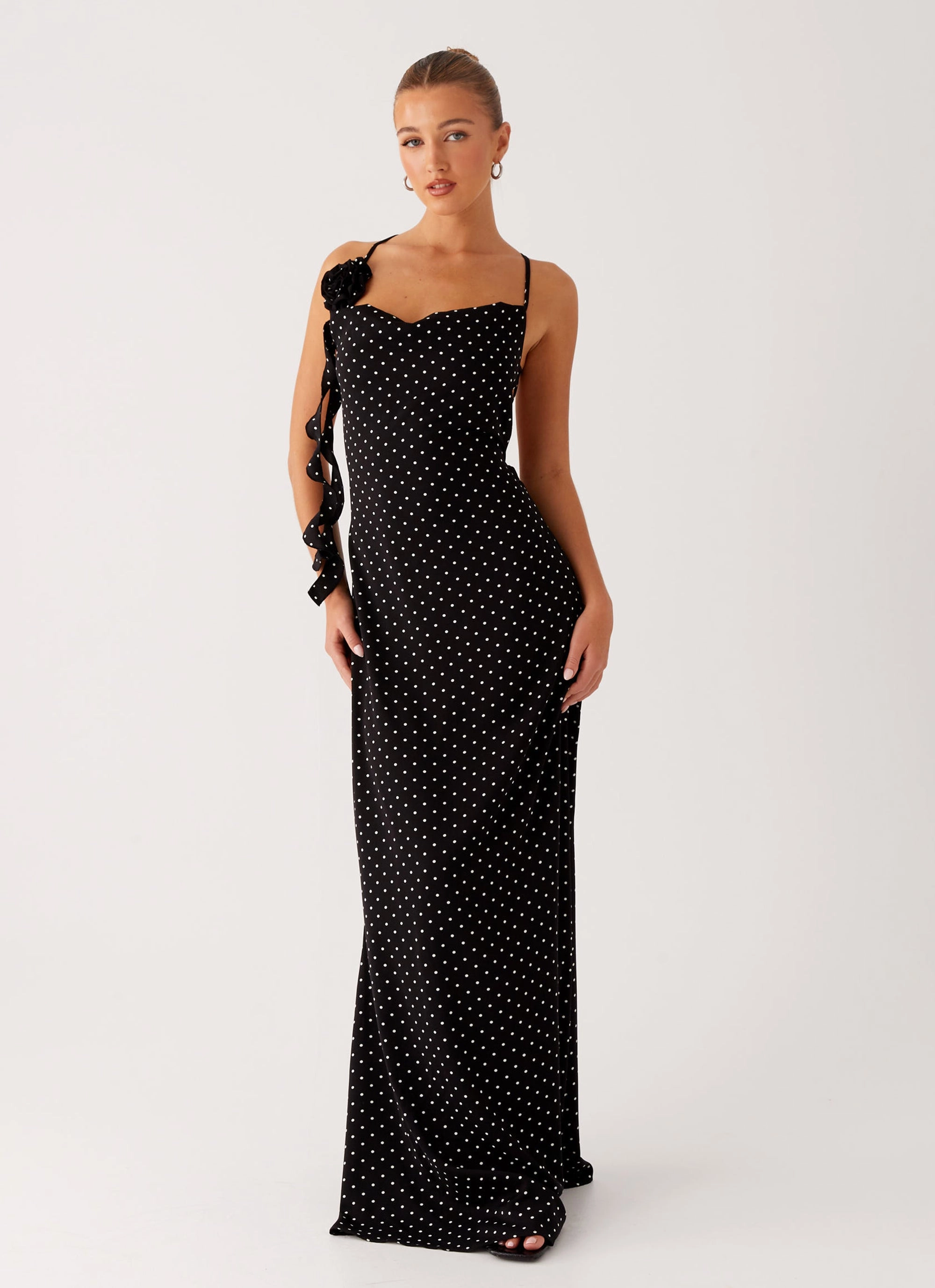Purely Maxi Dress - Black Polka Dot Polished Tailoring Fall Mood