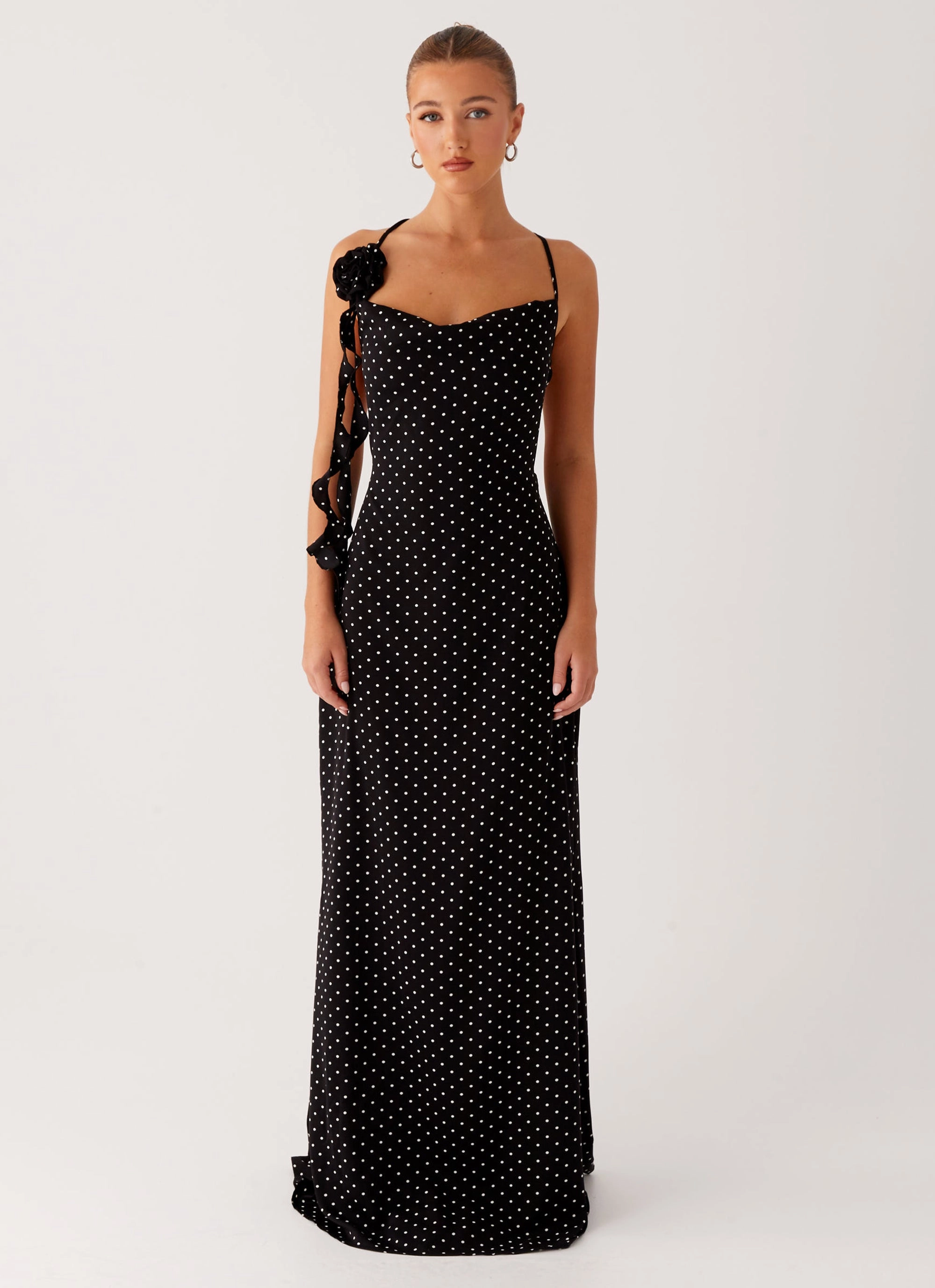 Purely Maxi Dress - Black Polka Dot Feminine Tailoring