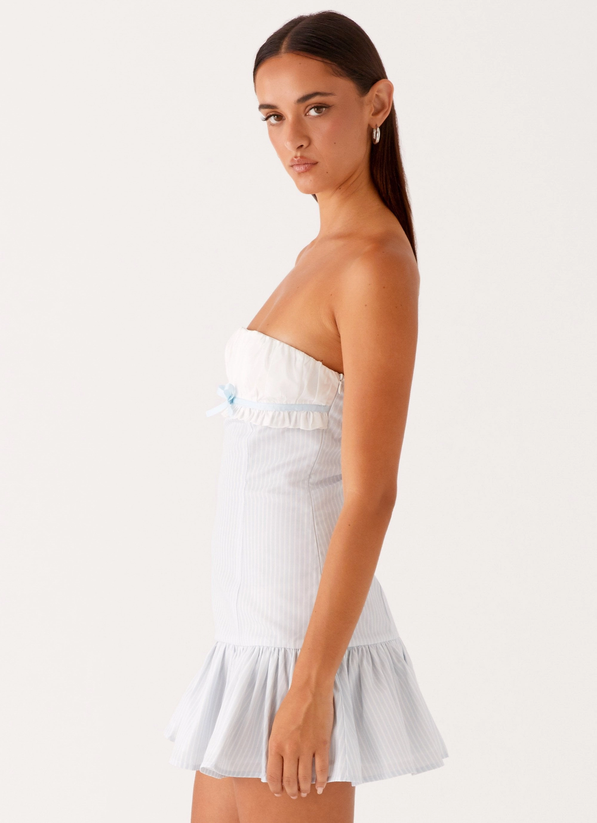 Purpose Mini Dress - Blue White Stripe Night Style packable